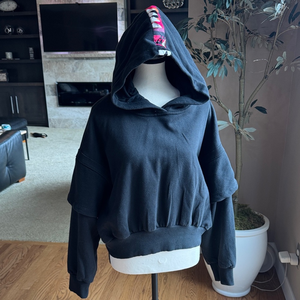 FP Movement by Free People Black Hoodie with Pink Accent
